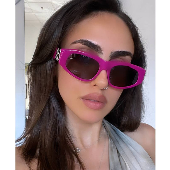 NEW Balenciaga BB0095S Fuchsia Pink Logo Sunglasses - Picture 1 of 6